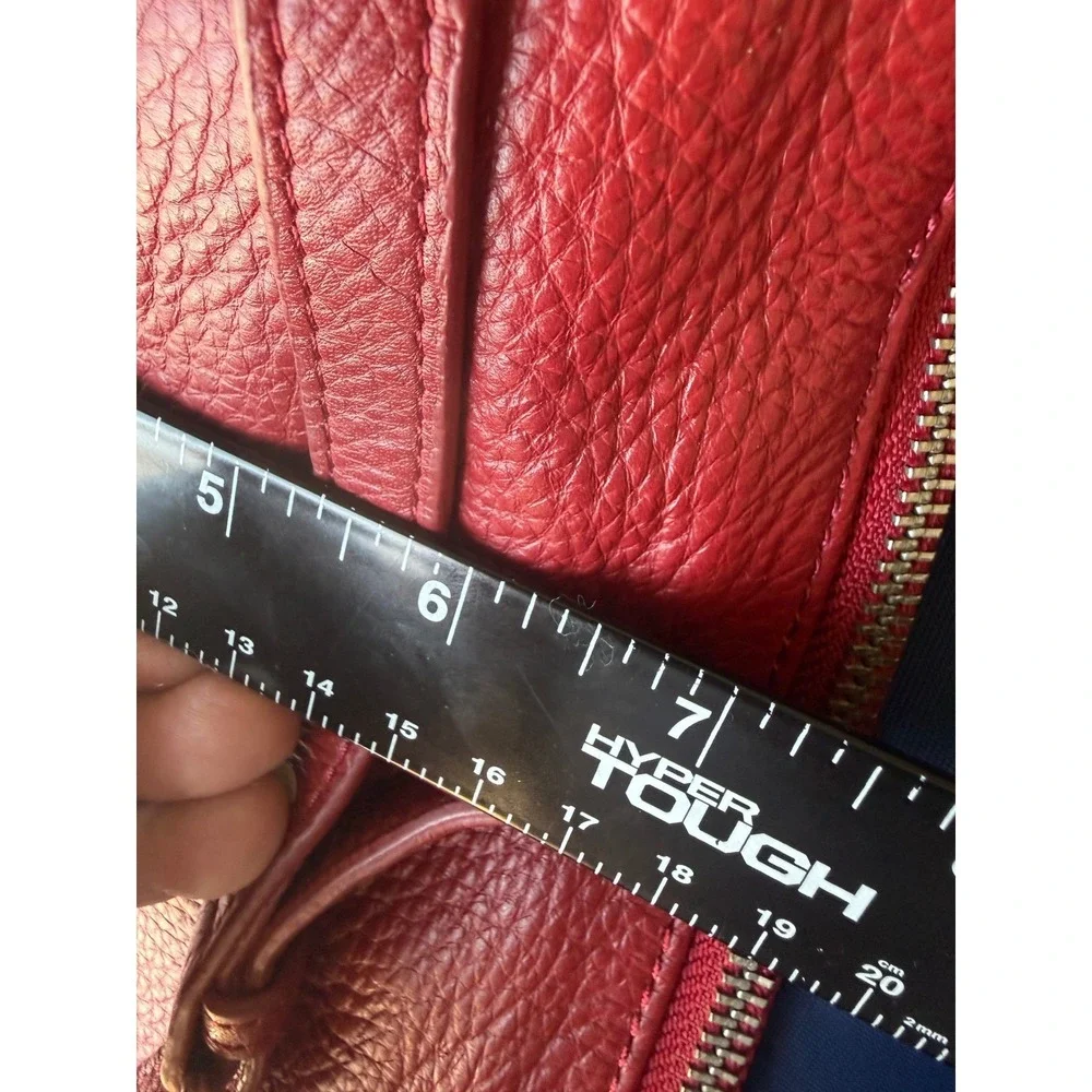 Red Pebbled Leather Convertible Shoulder Bag Crossbody Handbag